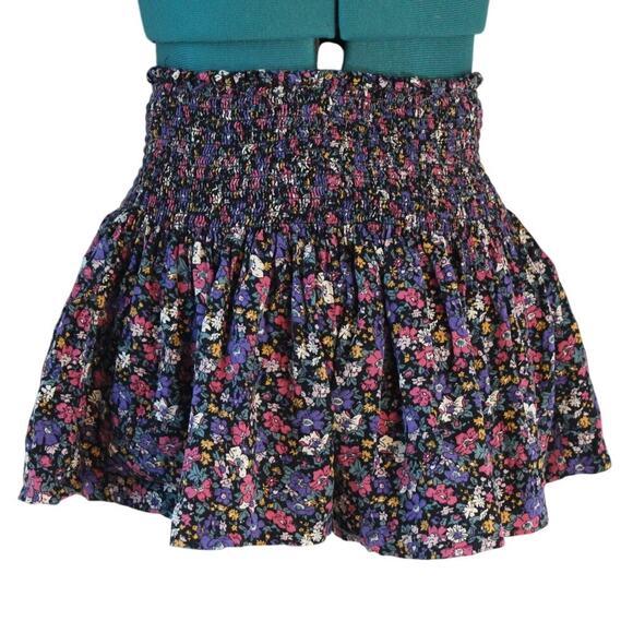 Natural Life Pants - Natural Life Smocked Waist Floral Mini Skirt Black Multicolor Size XS